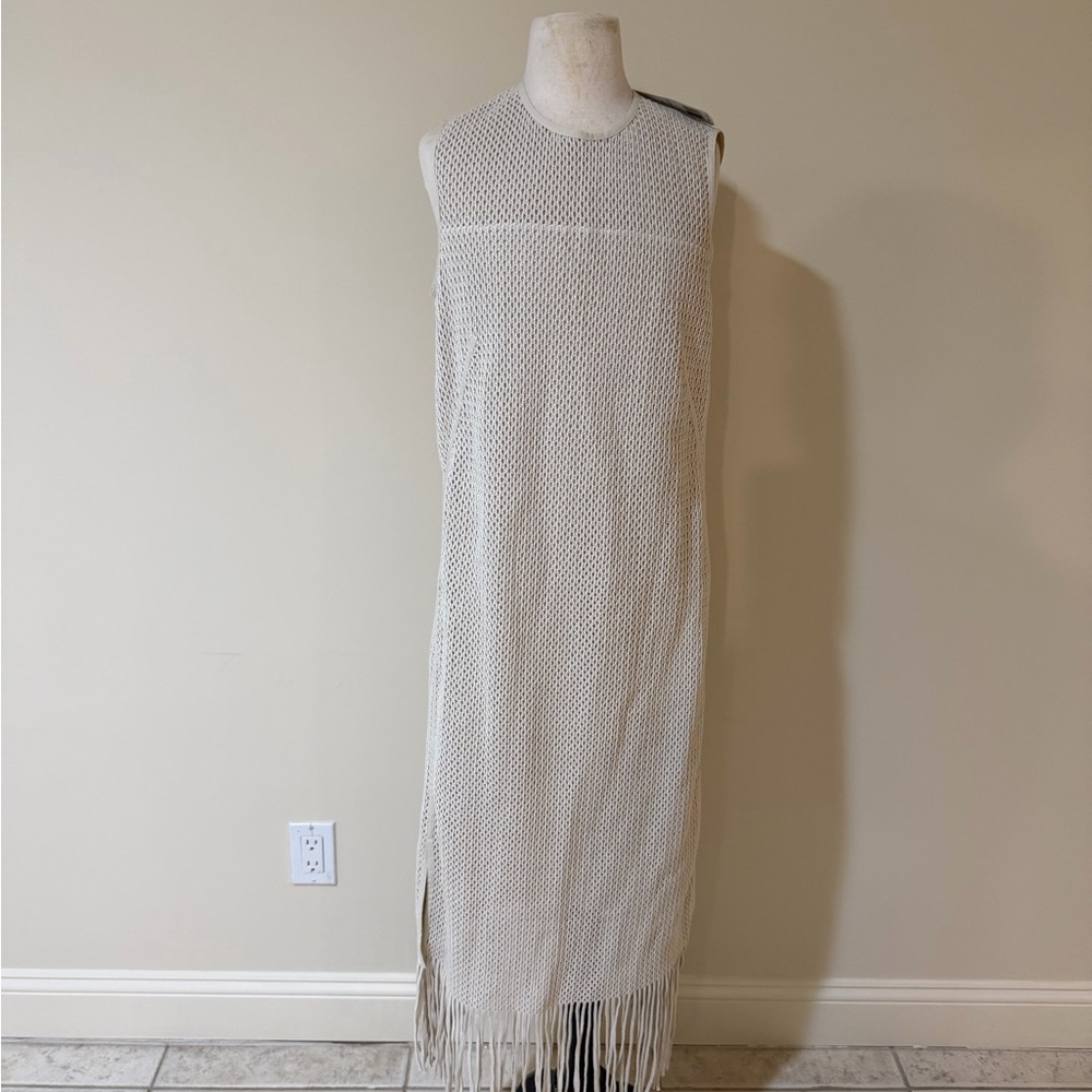 Akris Punto Cream Maxi Dress with Fringe